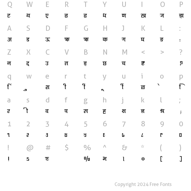 Character Map of SHREE-DEV7-3532 Regular