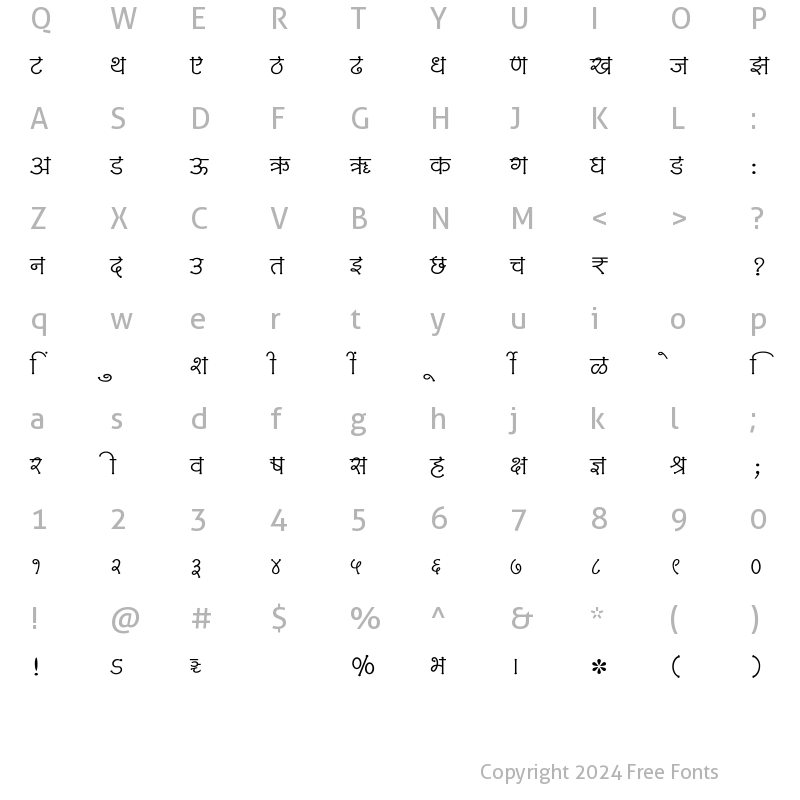 Character Map of SHREE-DEV7-3535 Regular