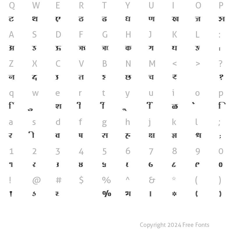 Character Map of SHREE-DEV7-3537 Regular