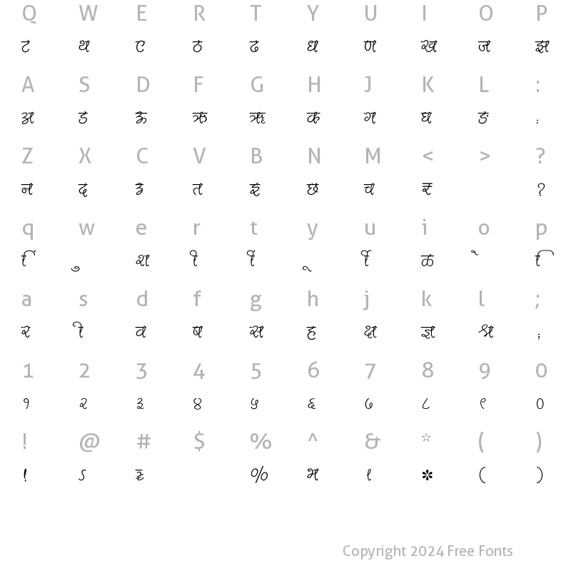 Character Map of SHREE-DEV7-3538 Regular