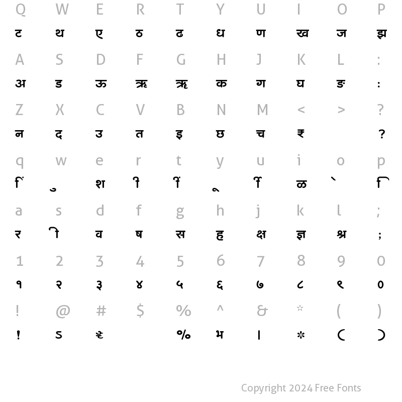 Character Map of SHREE-DEV7-3541 Regular