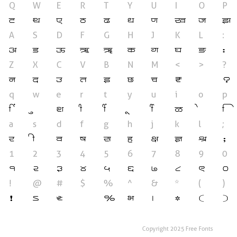 Character Map of SHREE-DEV7-3542 Regular