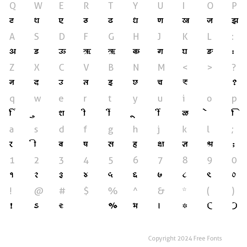 Character Map of SHREE-DEV7-3543 Regular