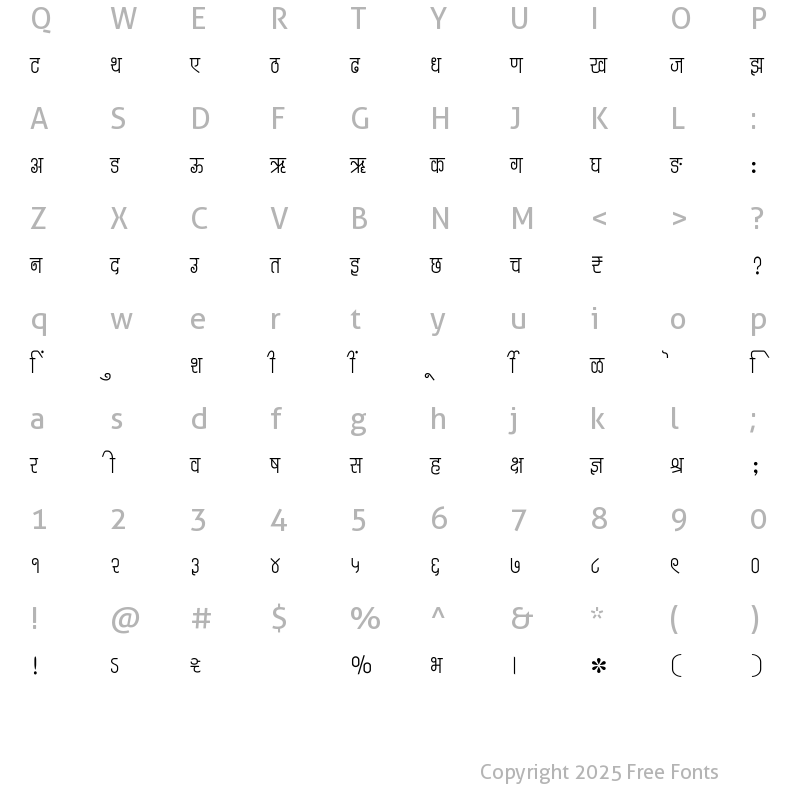 Character Map of SHREE-DEV7-3544 Regular