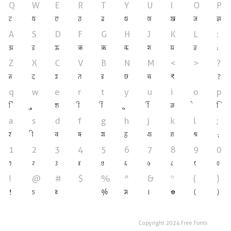 Character Map of SHREE-DEV7-3545 Regular