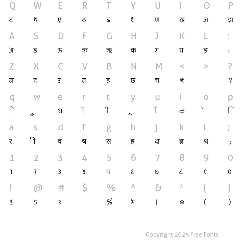 Character Map of SHREE-DEV7-3548 Regular