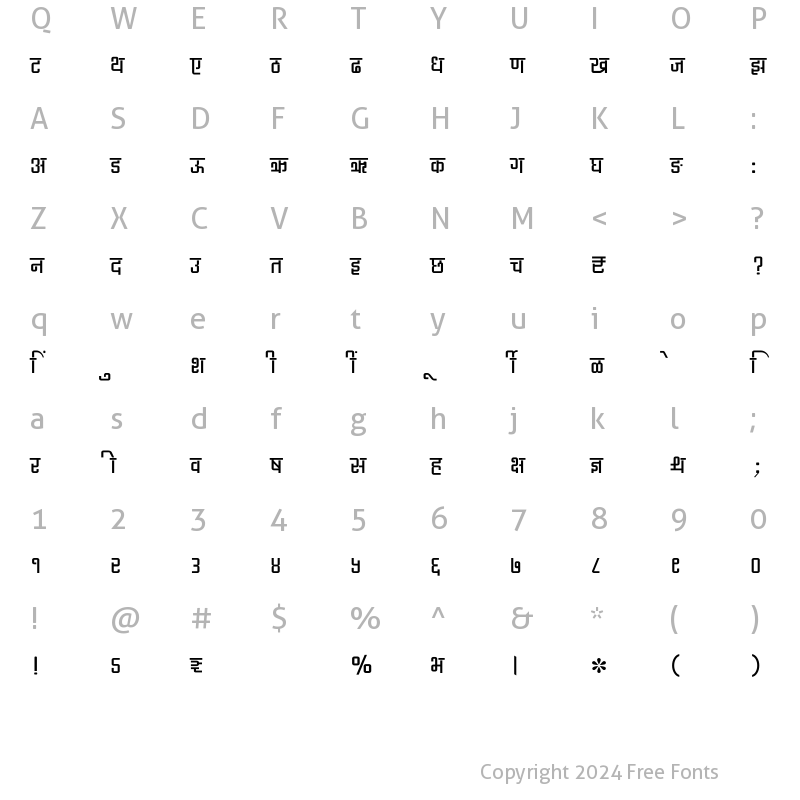 Character Map of SHREE-DEV7-3551 Regular