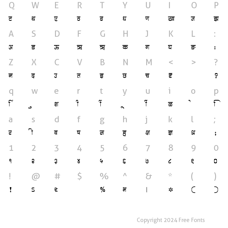 Character Map of SHREE-DEV7-3552 Regular