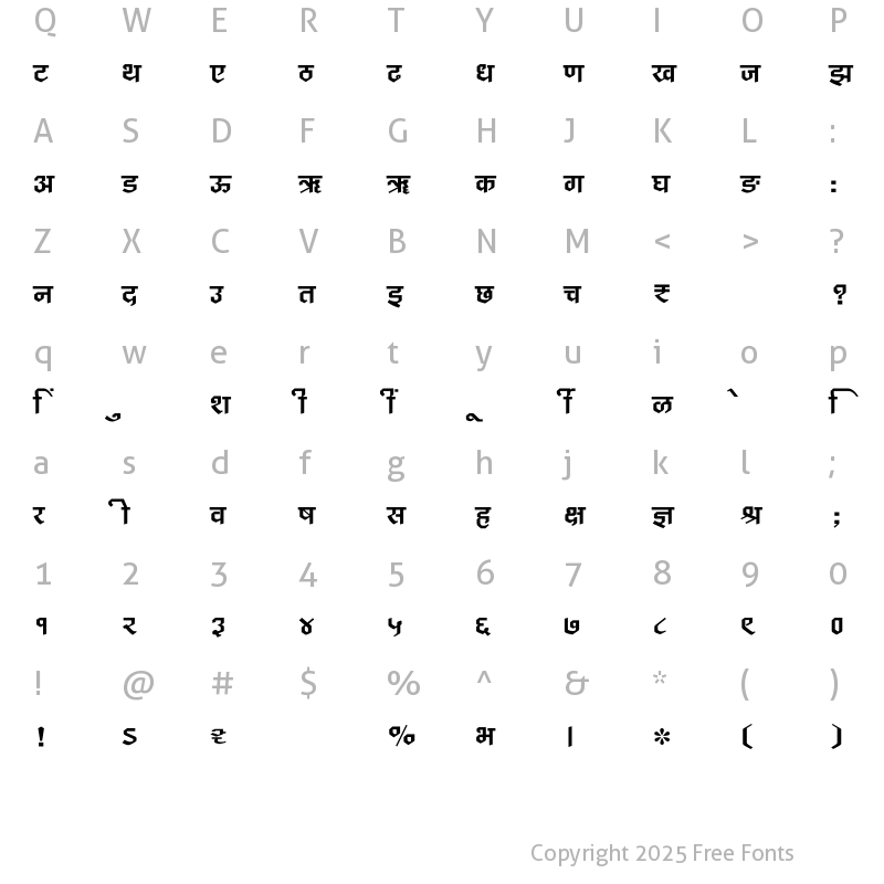 Character Map of SHREE-DEV7-3553 Regular