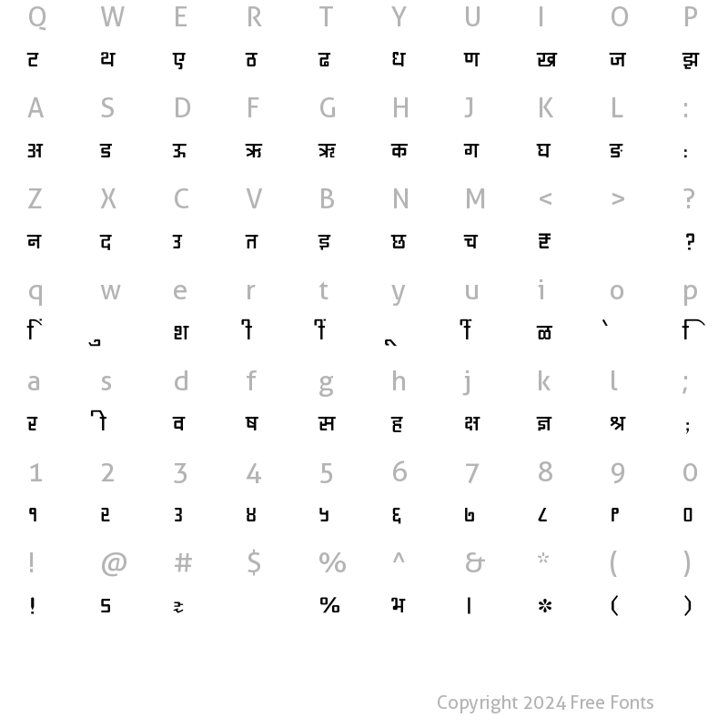 Character Map of SHREE-DEV7-3557 Regular