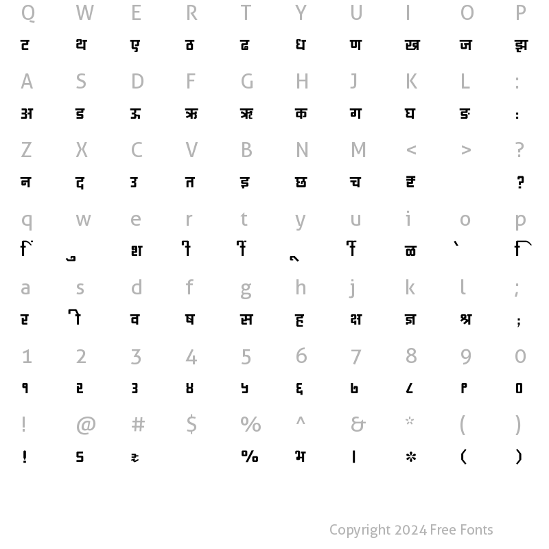 Character Map of SHREE-DEV7-3558 Regular