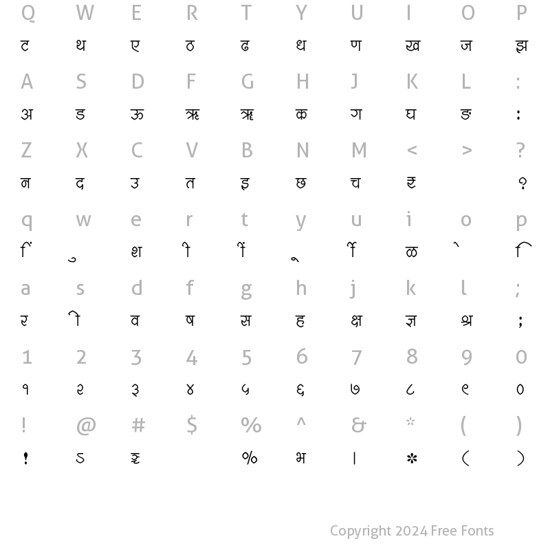 Character Map of SHREE-DEV7-3565 Regular