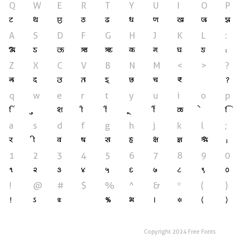 Character Map of SHREE-DEV7-3570 Regular