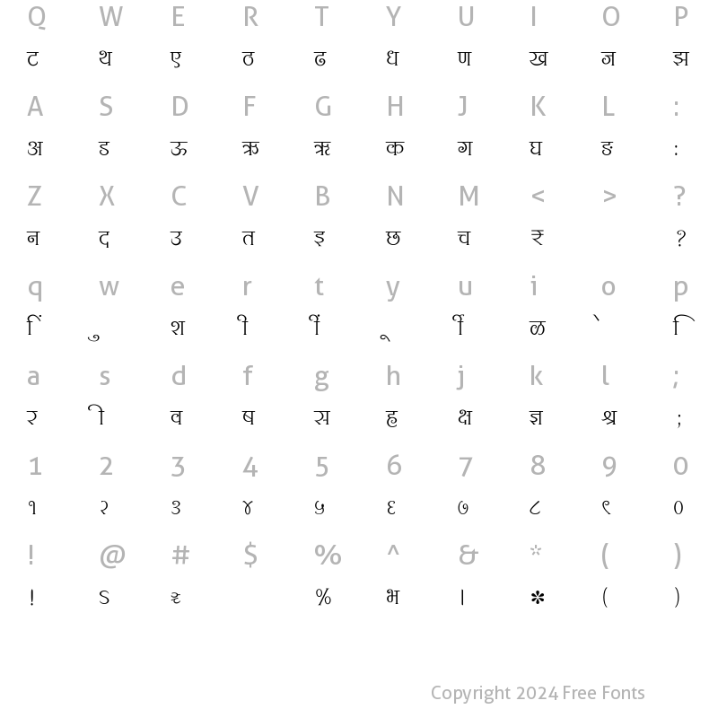 Character Map of SHREE-DEV7-3571 Regular