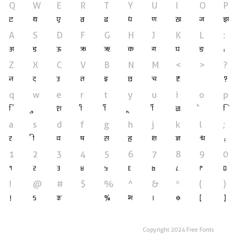 Character Map of SHREE-DEV7-3573 Regular