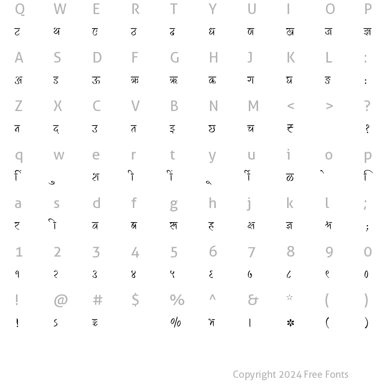 Character Map of SHREE-DEV7-3578 Regular