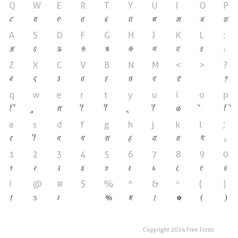 Character Map of SHREE-DEV7-3580 Regular