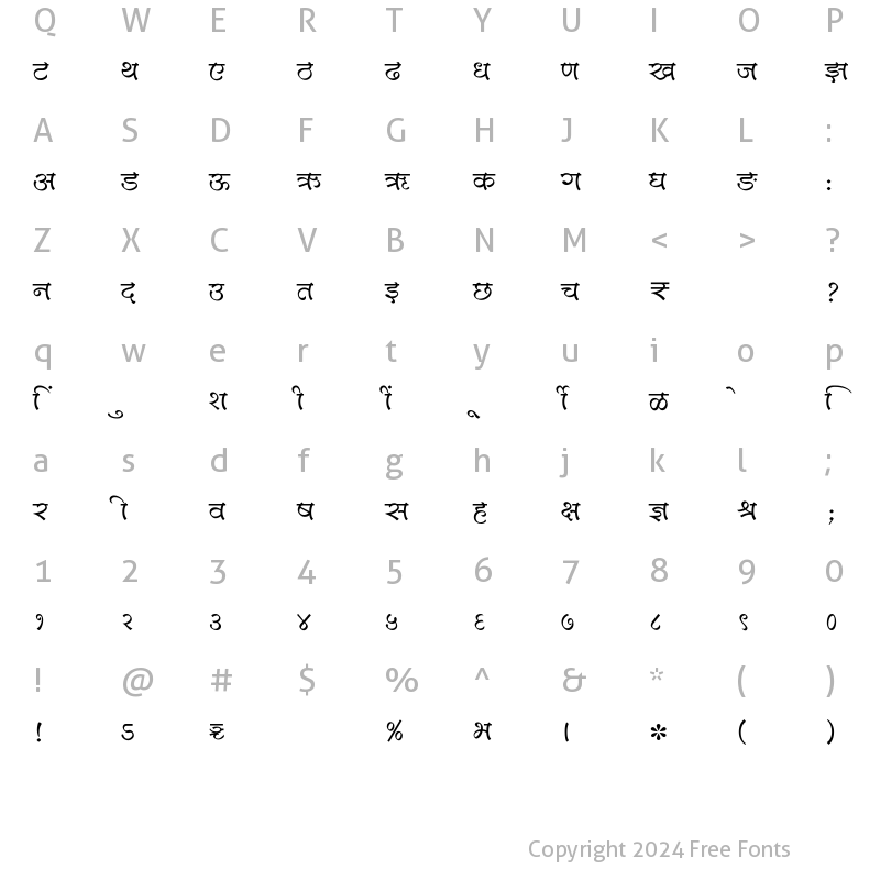 Character Map of SHREE-DEV7-3582 Regular