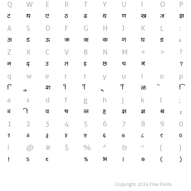 Character Map of SHREE-DEV7-3583 Regular