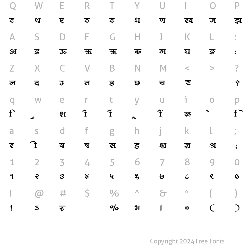 Character Map of SHREE-DEV7-3584 Regular