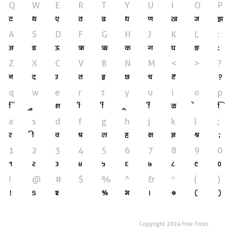 Character Map of SHREE-DEV7-3589 Regular