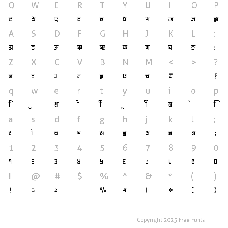 Character Map of SHREE-DEV7-3590 Regular