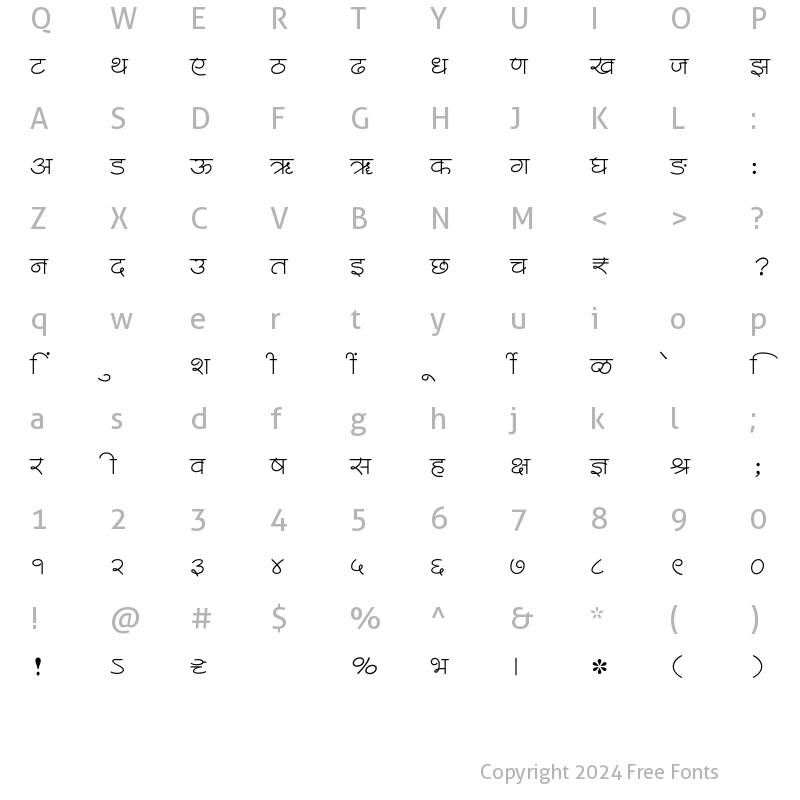 Character Map of SHREE-DEV7-3592 Regular