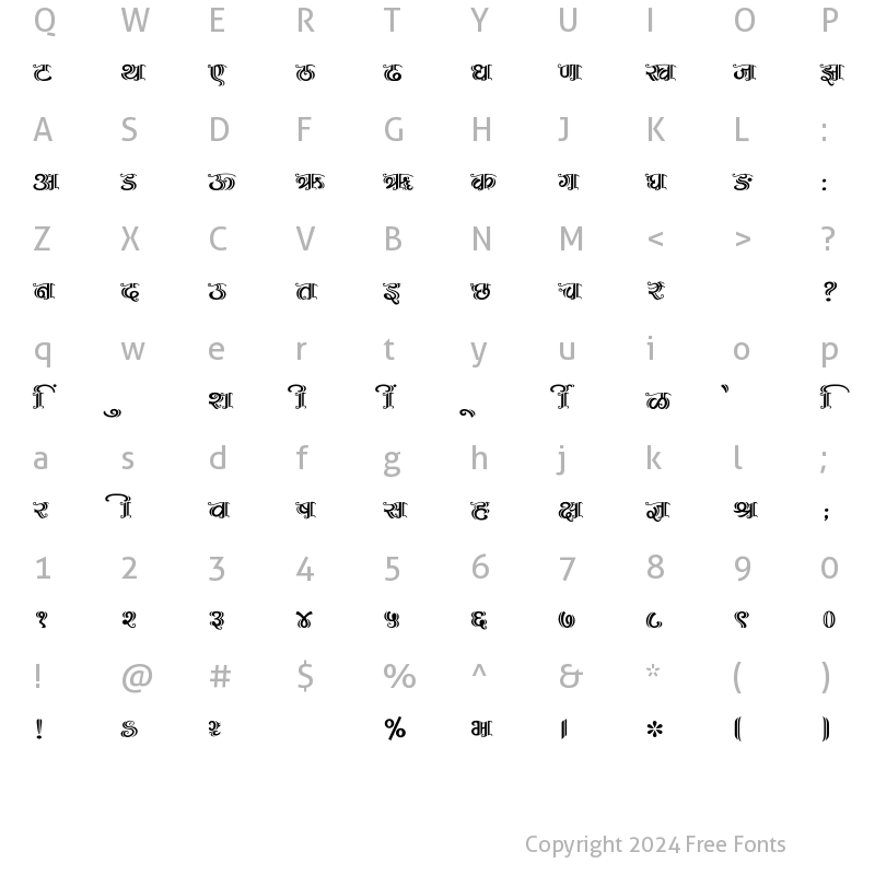 Character Map of SHREE-DEV7-3603 Regular