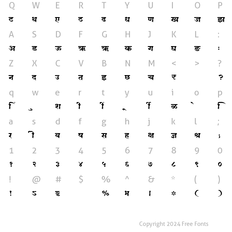 Character Map of SHREE-DEV7-3605 Regular