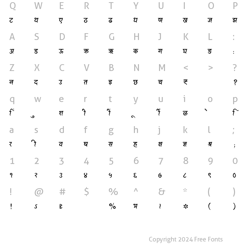 Character Map of SHREE-DEV7-3607 Regular