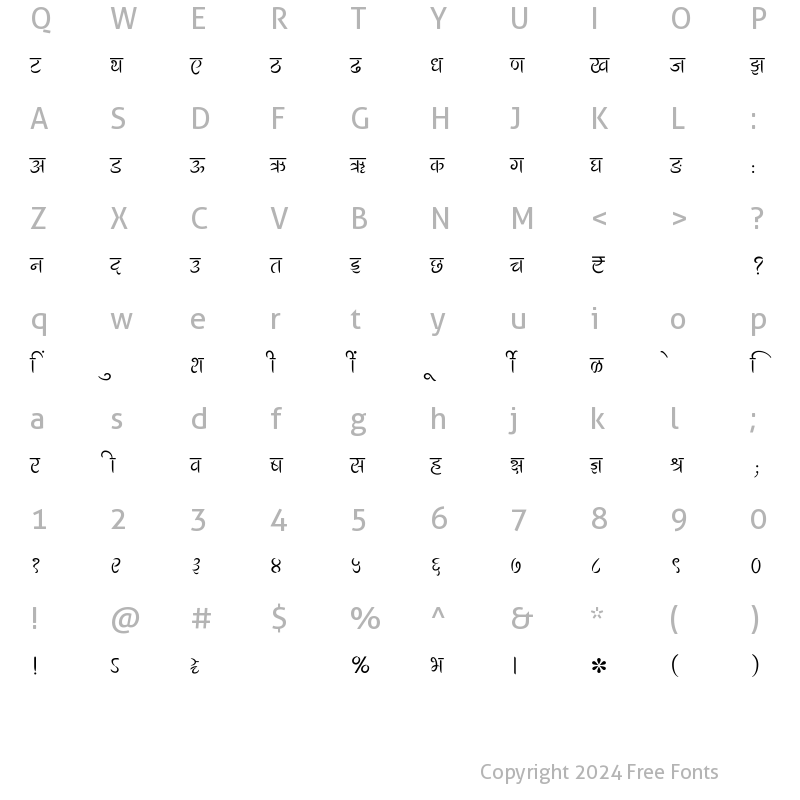 Character Map of SHREE-DEV7-3631 Regular