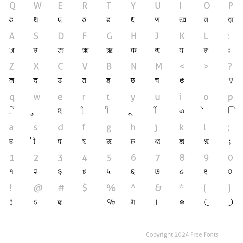 Character Map of SHREE-DEV7-3651 Regular