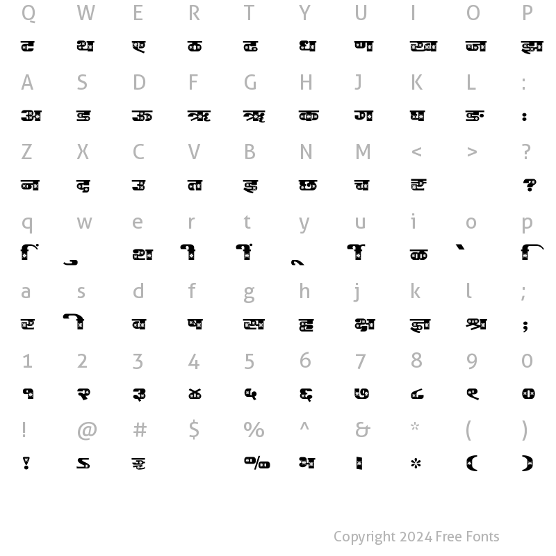 Character Map of SHREE-DEV7-3652 Regular