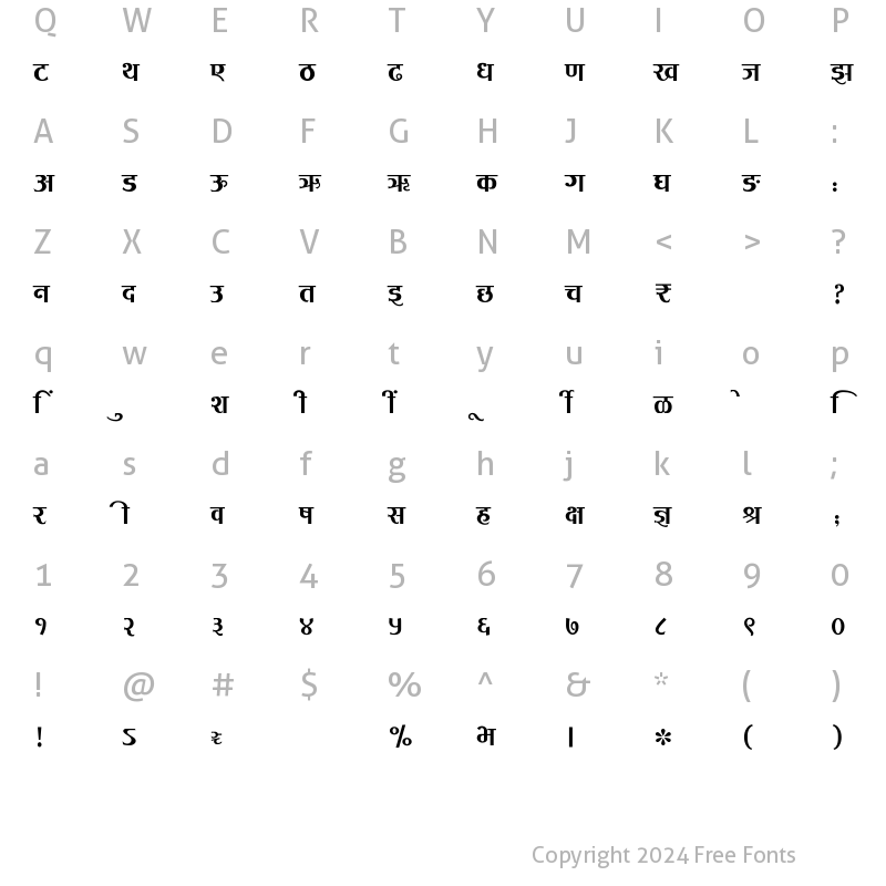 Character Map of SHREE-DEV7-3683 Regular