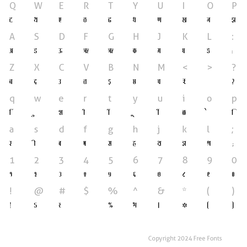 Character Map of SHREE-DEV7-3685 Regular