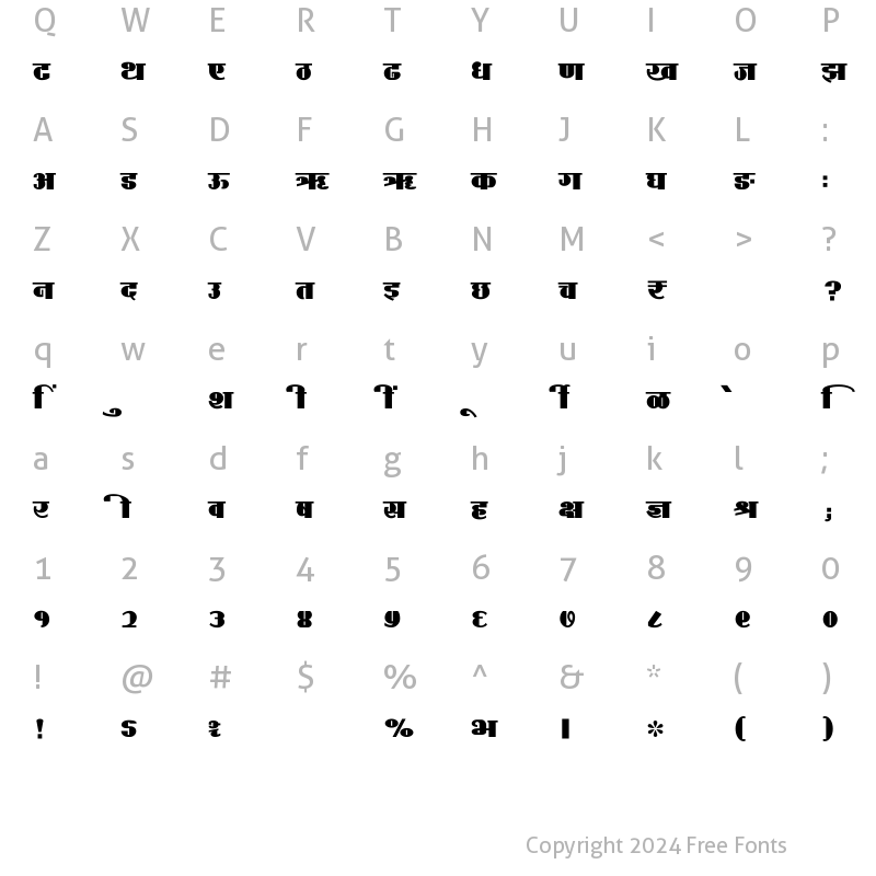 Character Map of SHREE-DEV7-3687 Regular