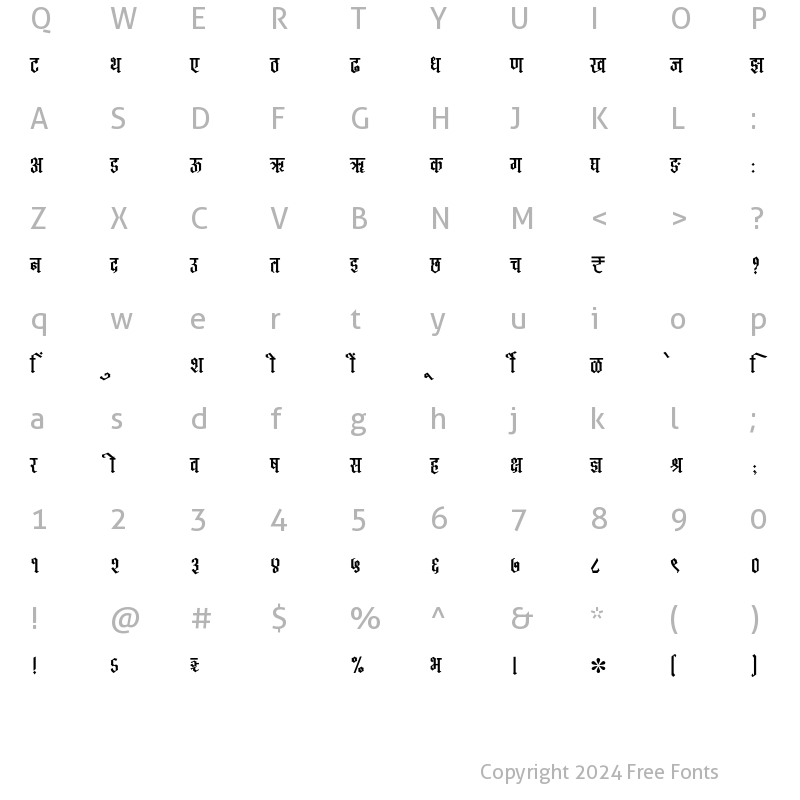 Character Map of SHREE-DEV7-3691 Regular