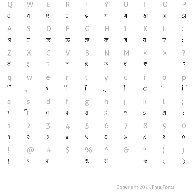 Character Map of SHREE-DEV7-4502 Regular