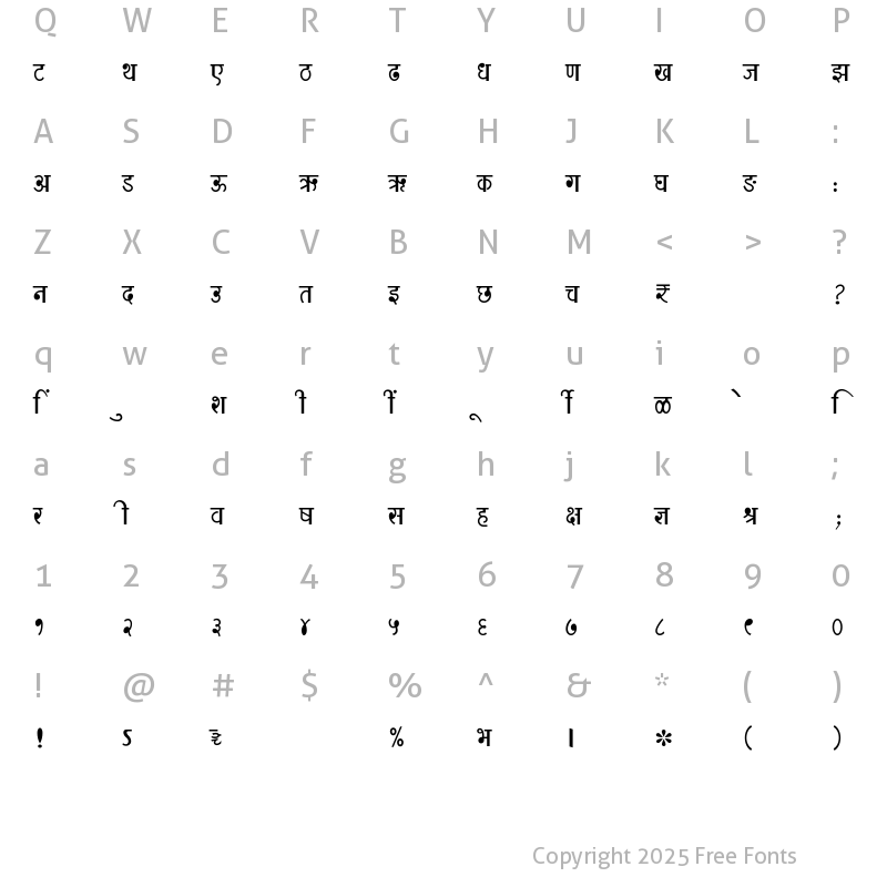 Character Map of SHREE-DEV7-4504 Regular