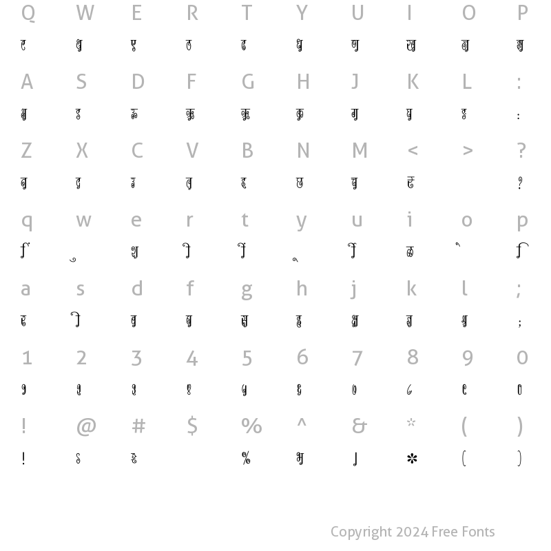 Character Map of SHREE-DEV7-4506 Regular