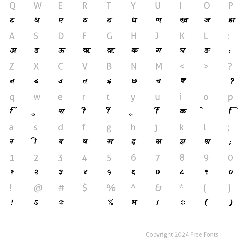 Character Map of SHREE-DEV7-4507 Regular