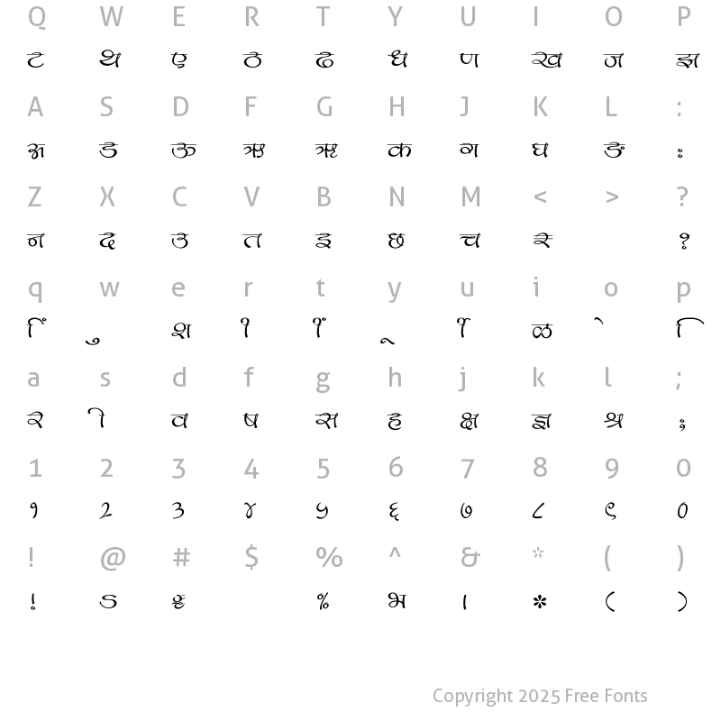 Character Map of SHREE-DEV7-4510 Regular