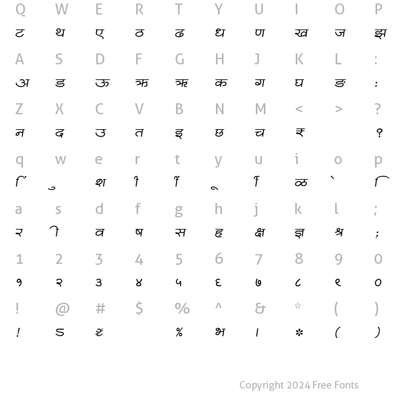 Character Map of SHREE-DEV7-4511 Regular