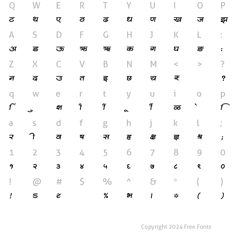 Character Map of SHREE-DEV7-4512 Regular