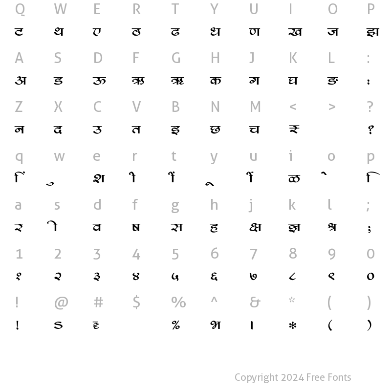 Character Map of SHREE-DEV7-4516 Regular