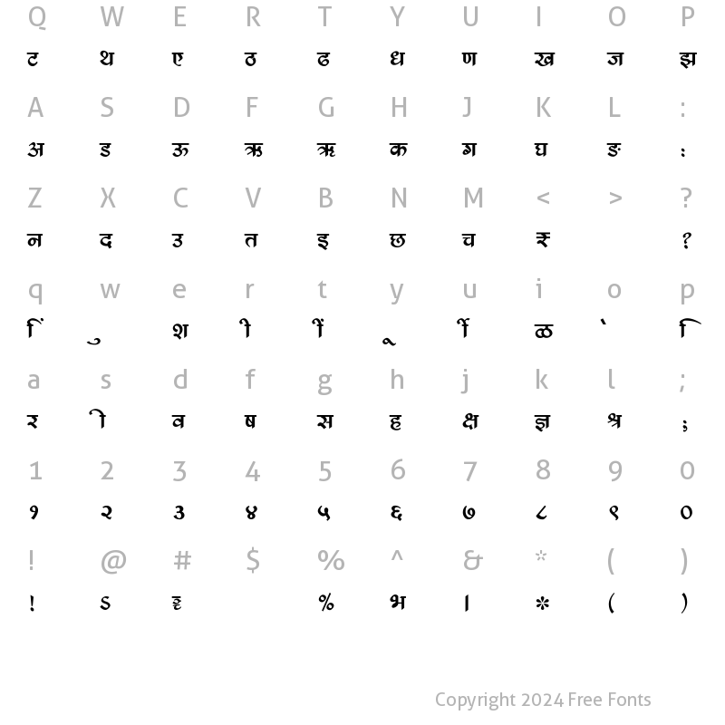 Character Map of SHREE-DEV7-4520 Regular