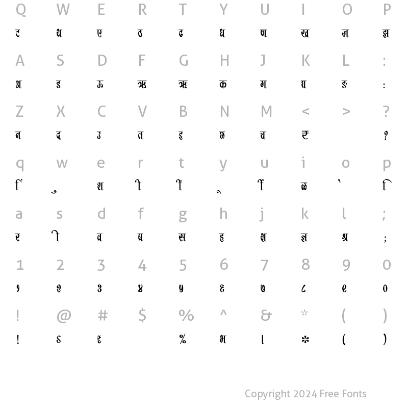 Character Map of SHREE-DEV7-4522 Regular