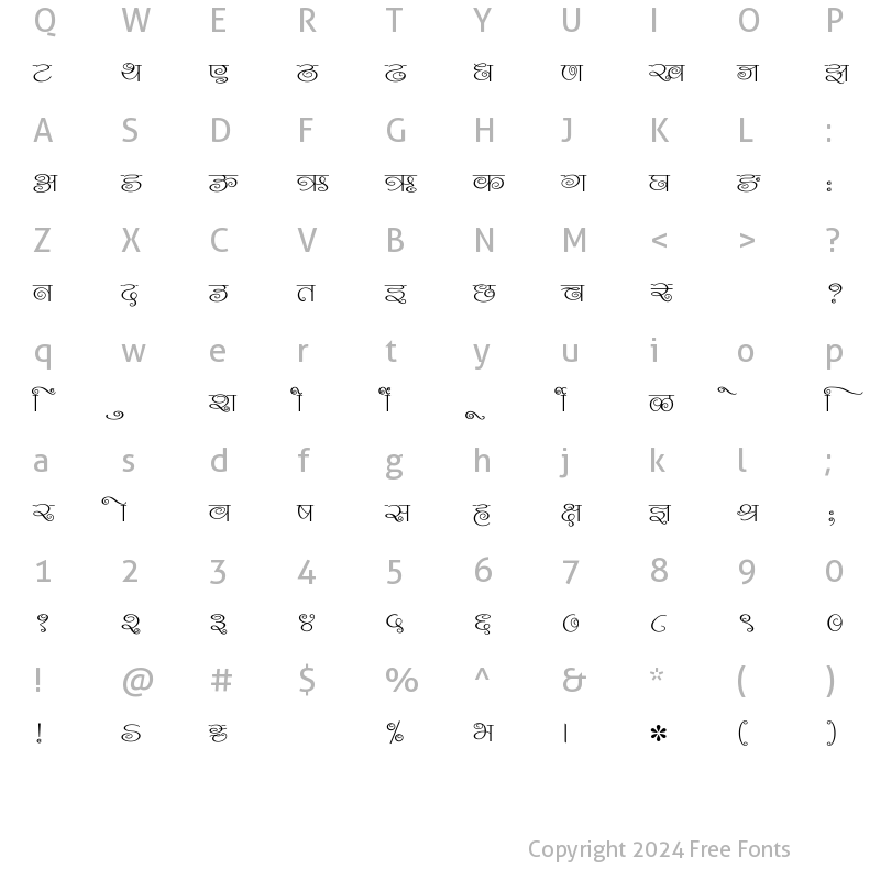 Character Map of SHREE-DEV7-4523 Regular