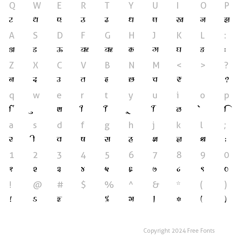 Character Map of SHREE-DEV7-4525 Regular