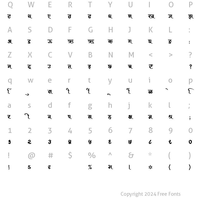 Character Map of SHREE-DEV7-4528 Regular